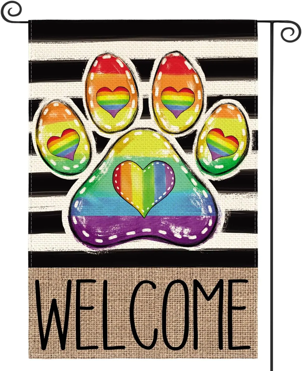 AVOIN colorlife Paw Print Rainbow Pride Garden Flag 12x18 Inch Double Sided, LGBTQ+ Community Progress Welcome Yard Outdoor jjp