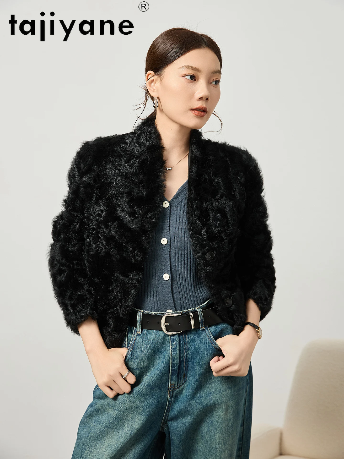 TAJIYANE Natürliche Wolle Schaffell Mantel Hohe Qualität Kurze Reversible Echtpelz Jacke Frau Kleidung 2025, Winter Outerwearsба