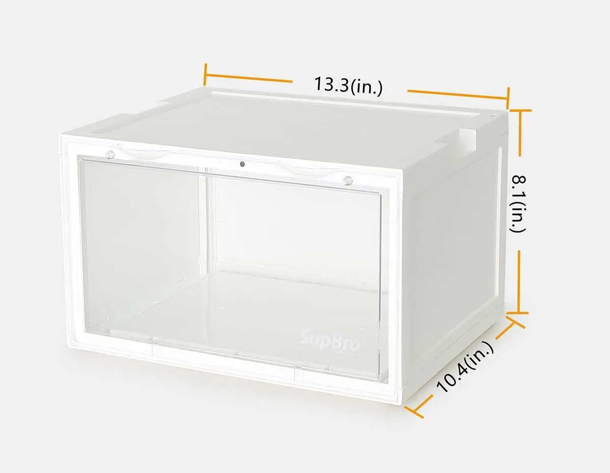 Led Collection Crate - Voice Control - Easy Access Storage Shoes box, Stackable Shoe Storage with clear plastic door for