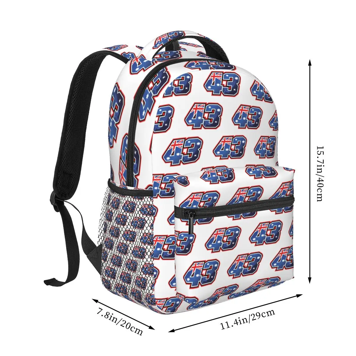 Jack Miller Number 43 Australia Student Backpack School Bag Hiking Travel Daypack for Boys Girls Fashion Bookbag Shoulder Bags