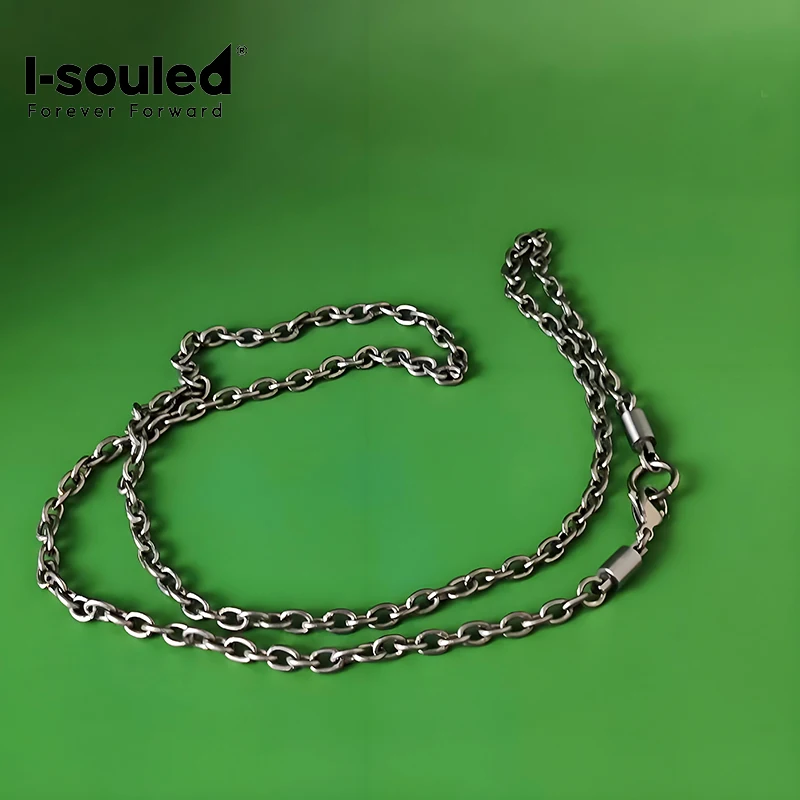 Pure Titanium O Link Chain Necklace 4.5mm for Men Women Hypoallergenic Waterproof Tarnish Free Unisex Jewelry 65cm