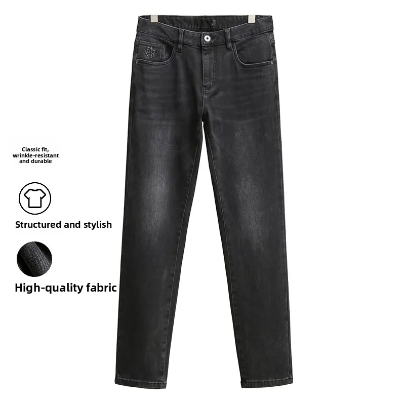 

Homesi 2025 New Men's Jeans Five ket Sle Embroidered Straight Leg Classic Fit Casual Cotton Denim Autumn Wear