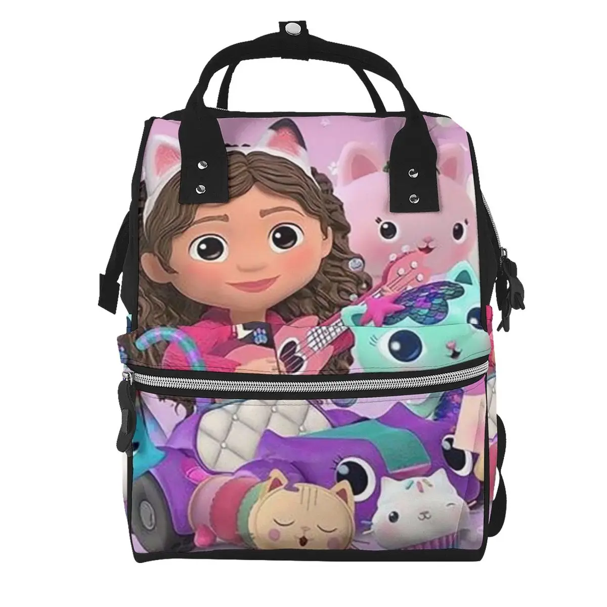 Gabbys Dollhouse Mercat Cat Anime Student Backpack School Bag Hiking Travel Daypack for Men Women Bookbag Shoulder Bags