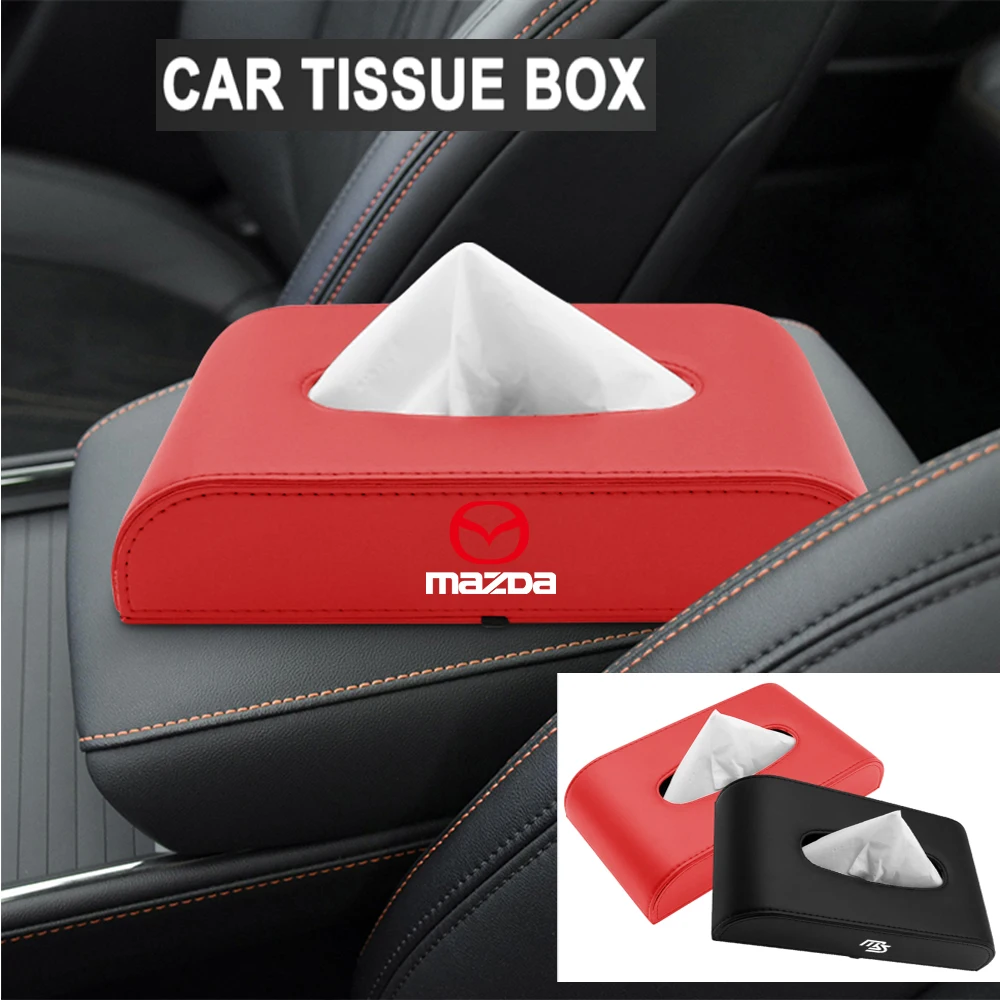 New PU Leather Car Tissue Storage Box with Buckle Accessories for Mazda Axela Atenza CX-3 CX-5 CX-8 MS demio MPS 3 6 2 skyactiv