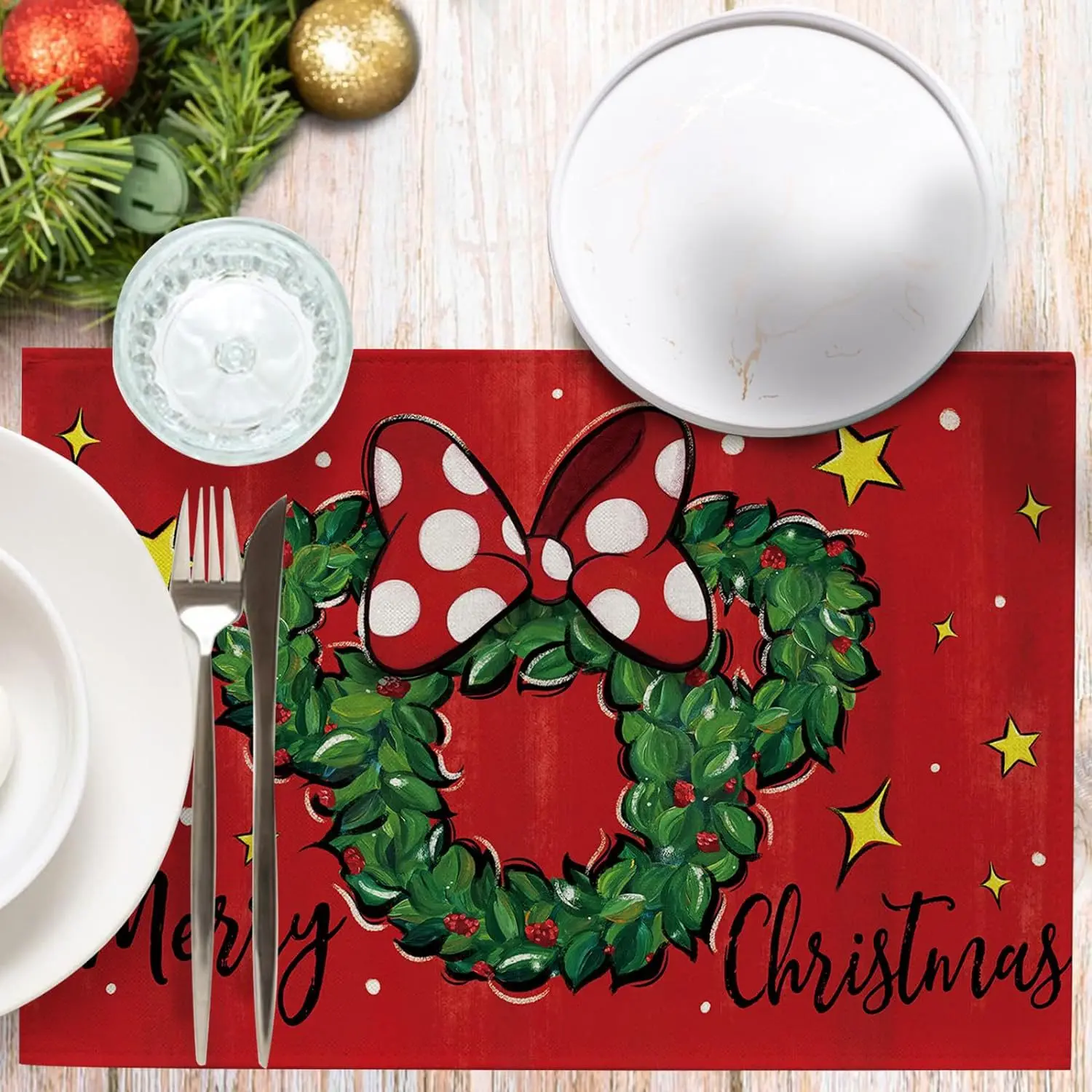 Mickey Mouse Christmas Placemat Disney Anime Table Mat Insulating Coasters Pads Restaurant Home Decoration Xmas Gift Hot Sales