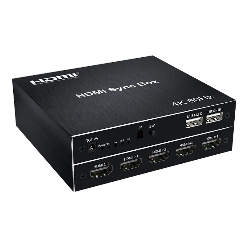 Luz 4K @ 60Hz Usb negro Hdmi Switcher Sync Box 4x1 HDMI video Light sincronizador