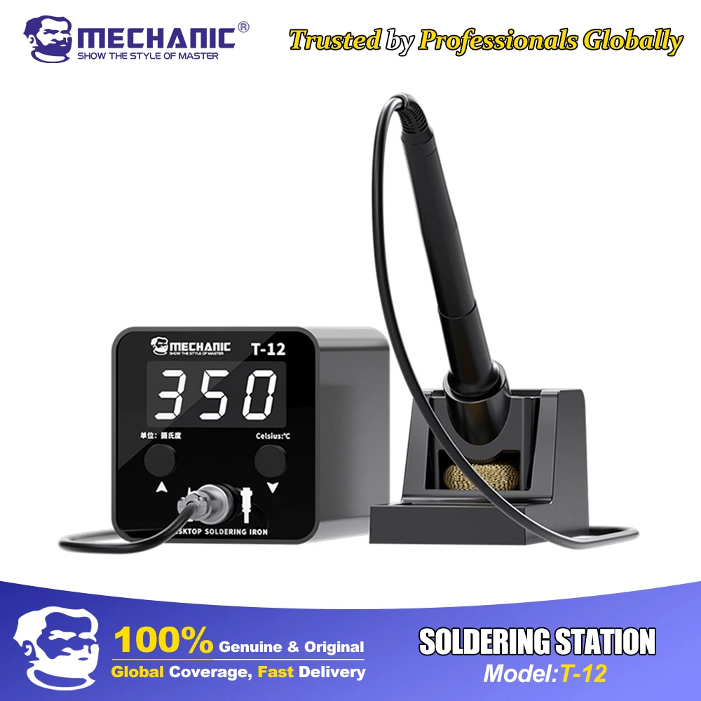

MECHATIC T12 Fast Heating Soldering Station, Digital LCD Temp Control, All-Metal Body with 5 Presets & Sleep Mode