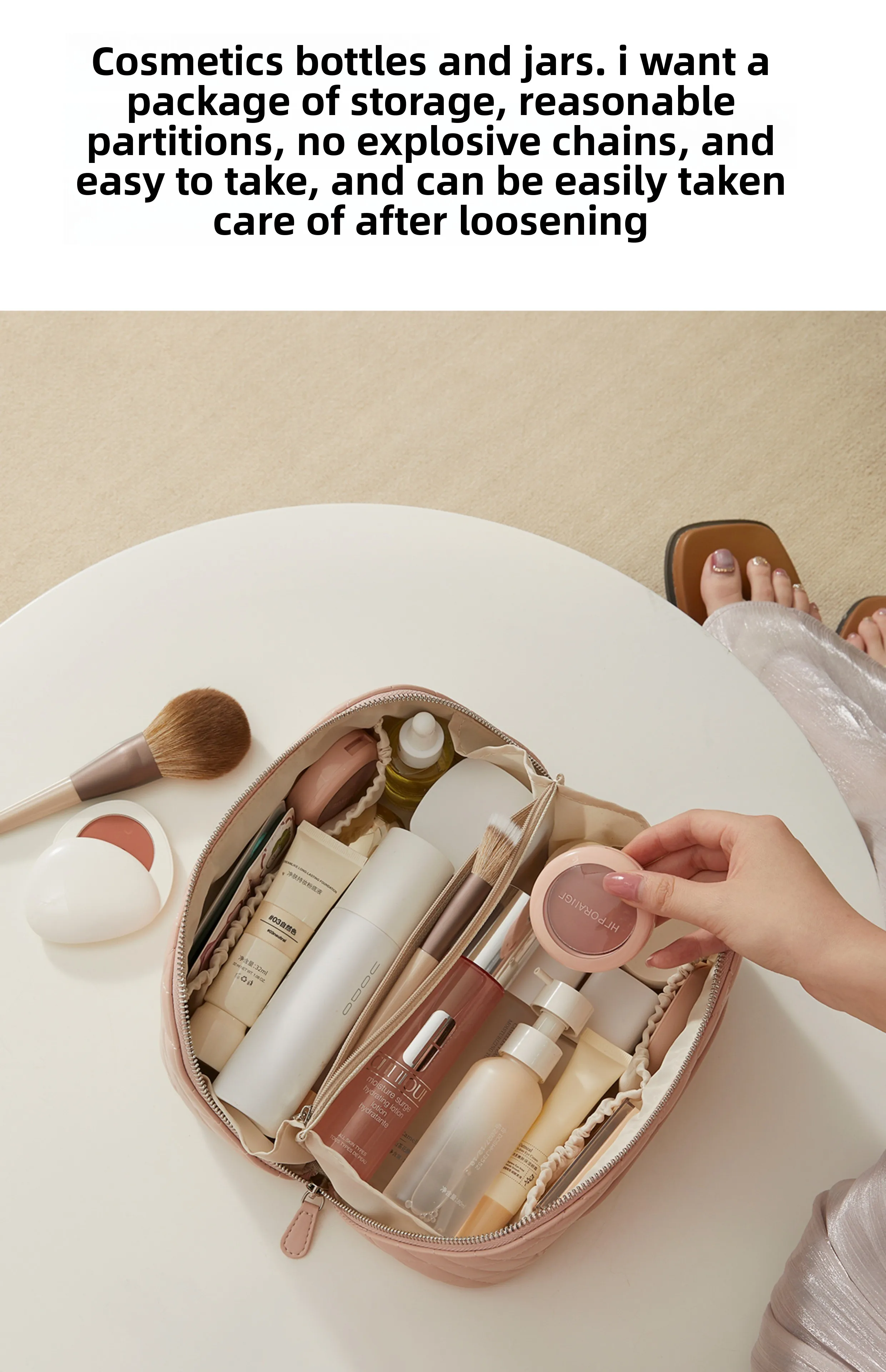 Makeup Bag for Women New High-End Light Luxury High-End Large Capacity Portable Travel Storage Bag Bag Accessories