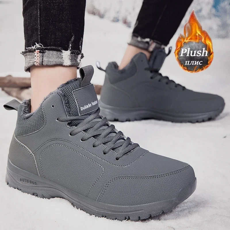 

ELUVA Men Winter Boots Thermal Snow Boots For Men Waterproof Anti Slip Warm Plush Hiking Shoes Lightweight Outdoor Work Boots