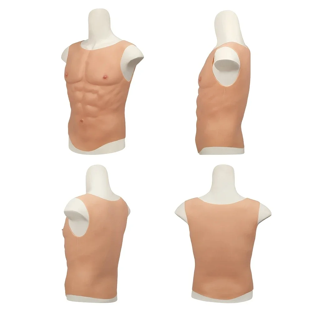 

Силиконовый жилет для мышц, имитация мужского топ для мышц груди, реалистичная кожа и на ощупь, унисекс, жилет для мышц, наряд на Хэллоуин, мужчина