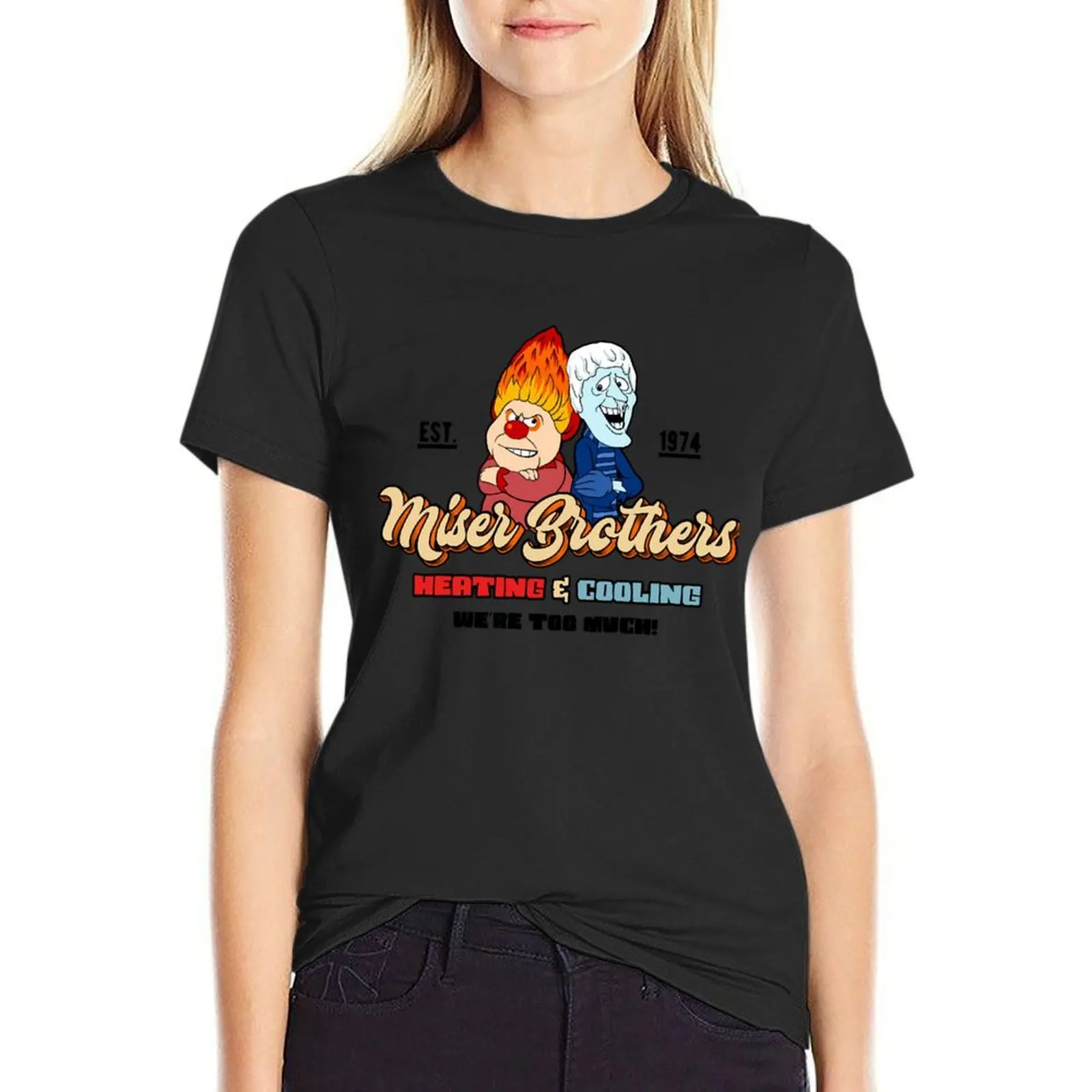 

Miser Brothers Heating & Cooling T-Shirt lady clothes hippie clothes aesthetic clothes funny oversized t shirts for Women