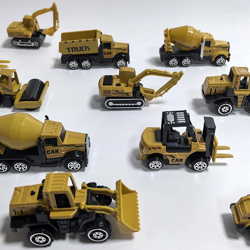 6pcs/Set Alloy Crane Truck Car Parking Lot Toys Engineering Vehicle Tractor Excavator Construction Set for Boys Birthday Gift