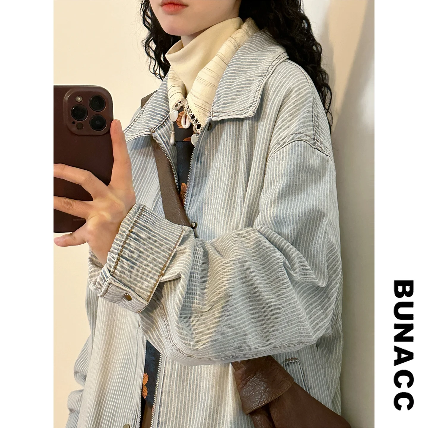 

Ретро-джинсовая куртка в американском стиле с полосками, женская, свободного кроя, повседневная, с воротником-стойкой, модная, брендовая, ветрозащитная, с длинными рукавами, стандартной длины, на пуговицах