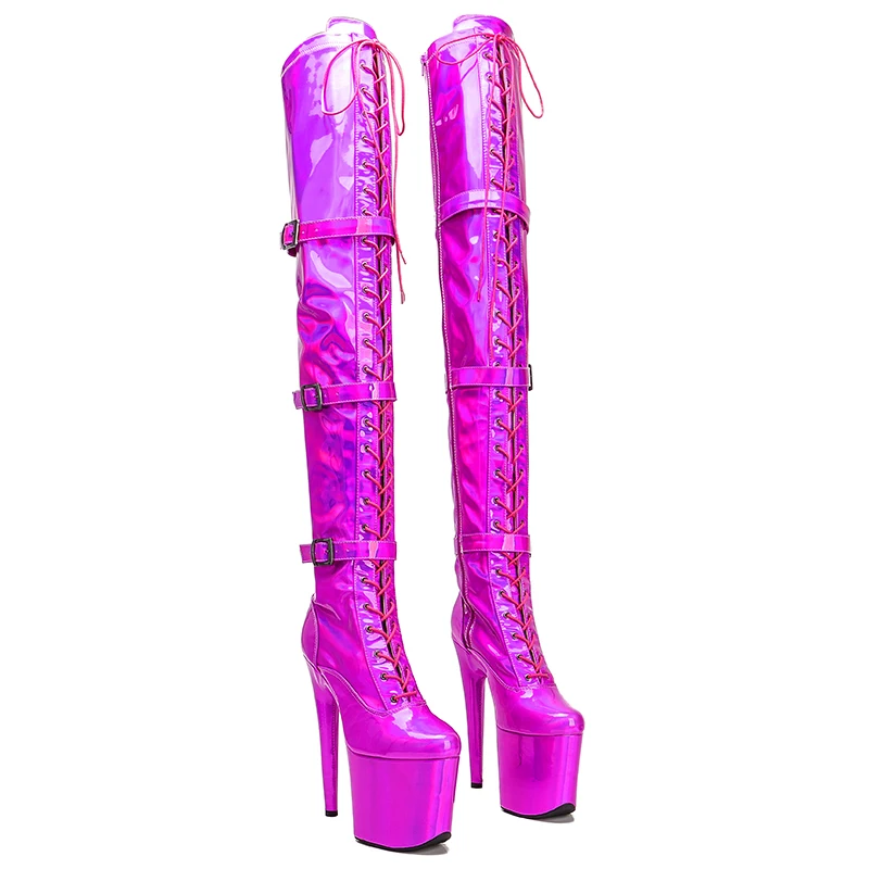 Leecabe  20CM/8inches Pole dancing shoes High Heel platform Boots closed toe Pole Dance boots