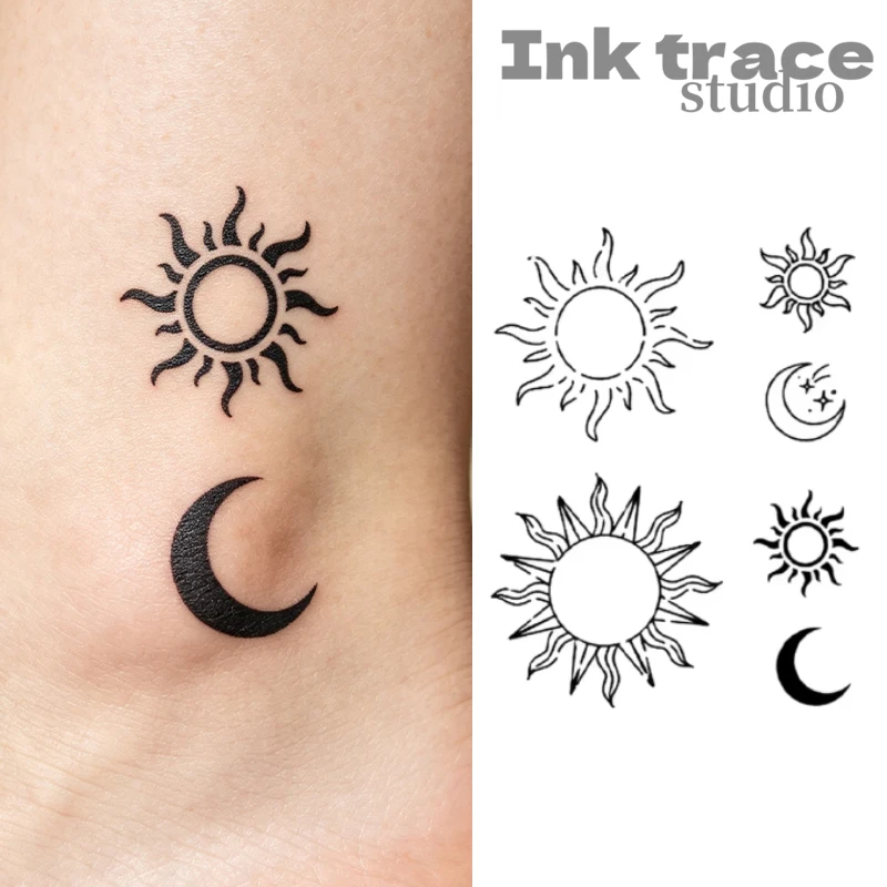 Sun And Moon Temporary Tattoo Magic Waterproof Semi-Permanent Sticker New Technology Lasts up to 7-15 Days
