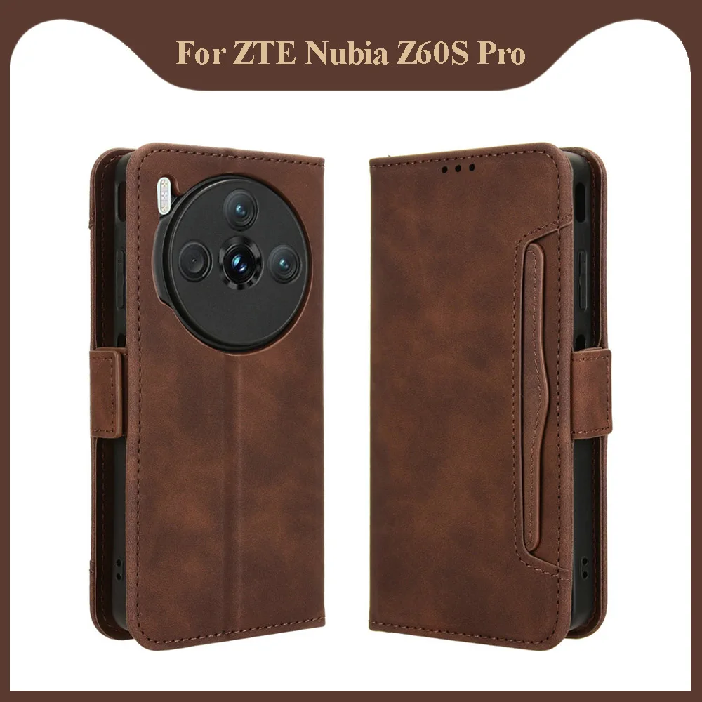 For ZTE Nubia Z60S Pro 5G Luxury Case Portable Wallet Leather 360 Protect Phone Nubia Z60 S Pro Case ZTE Z60SPro Flip Cover Etui