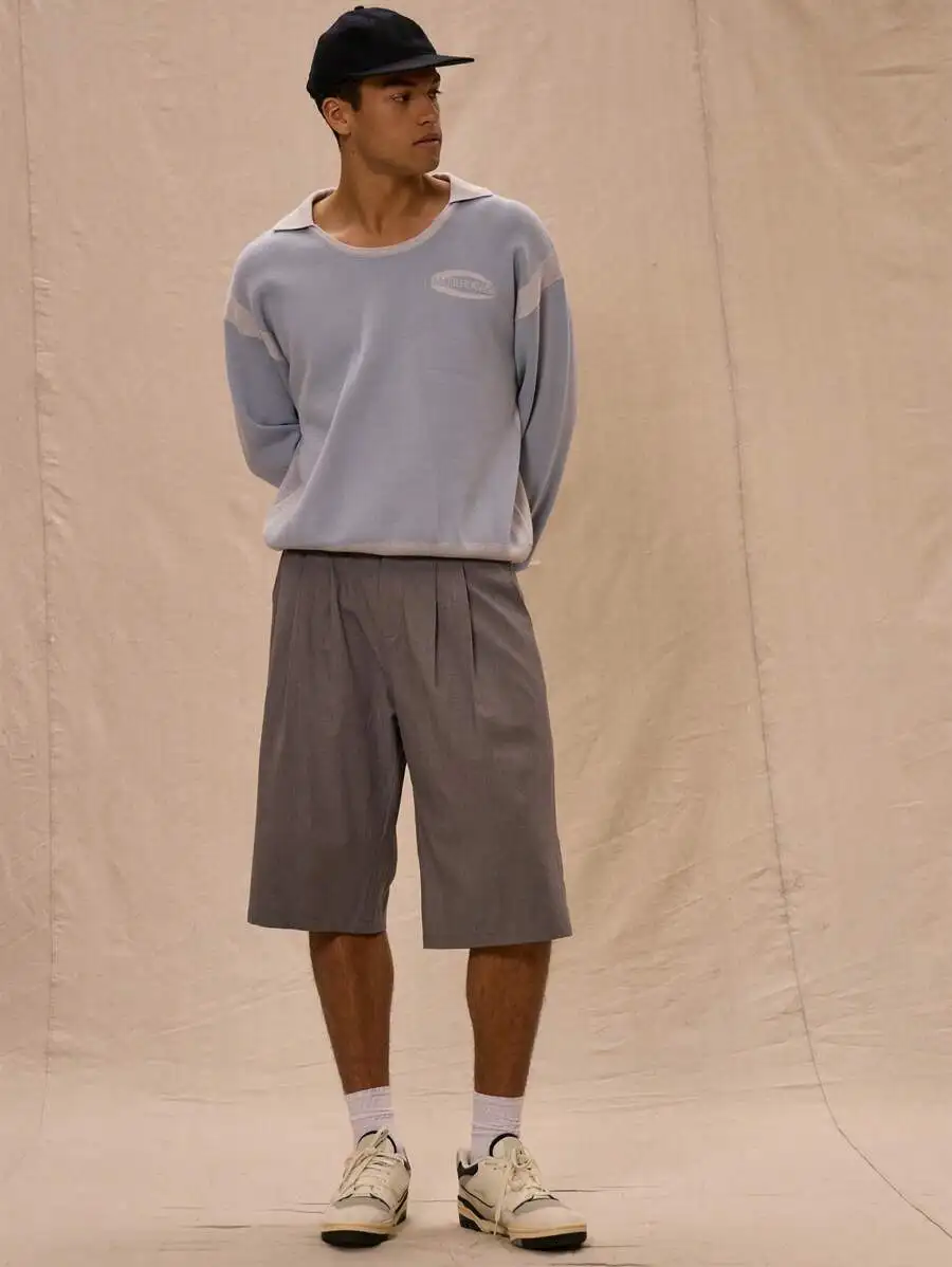 Tailored Pleated Longline Shorts For Smart Casual Spring And Summer Wear