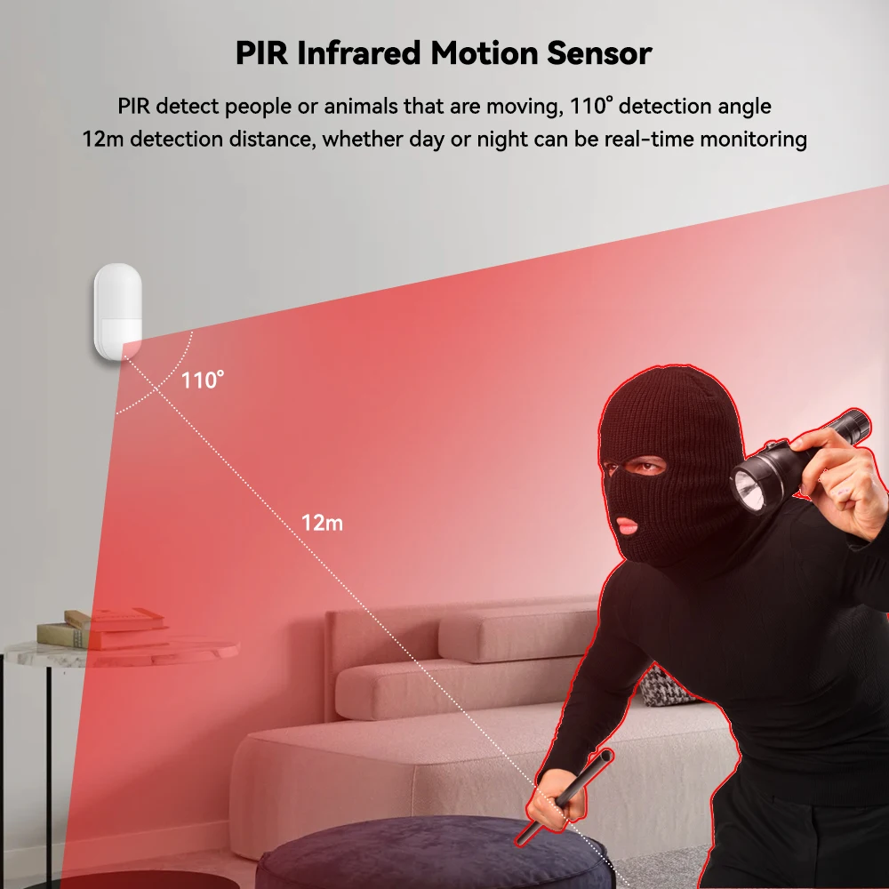 Meian PIR Motion Sensor Security Alarm Tuya Wireless Linkage Infrared Detector Zigbee Smart Home Life APP Control Compatible