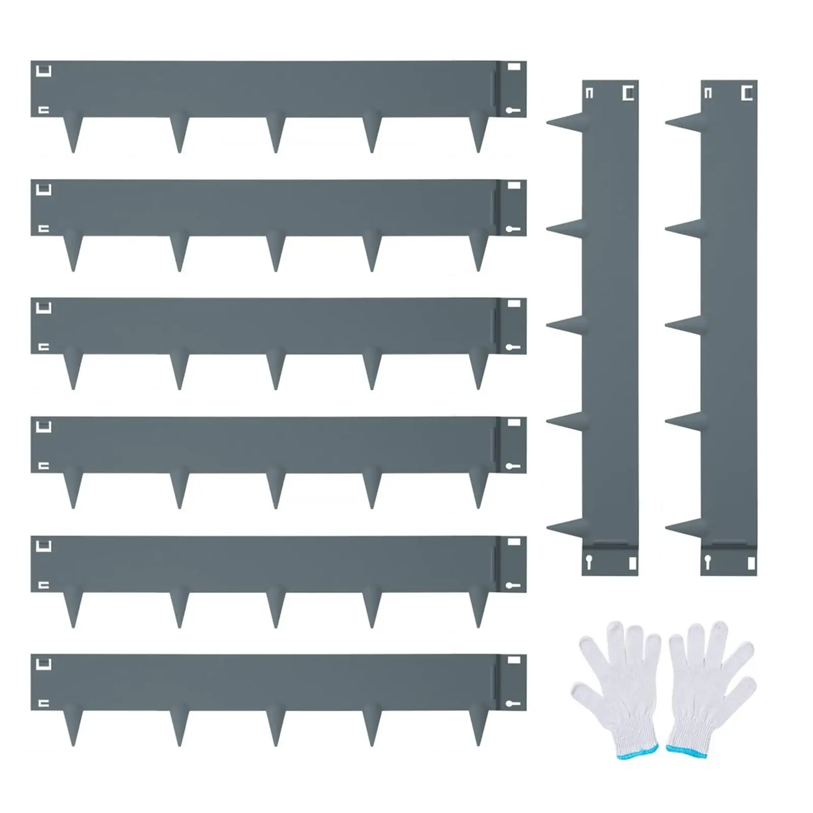 Lot de 5/8/10 bordures de jardin en acier galvanisé, bordure paysagère en métal pliable résistante à la rouille pour jardin, parterre de fleurs, allée