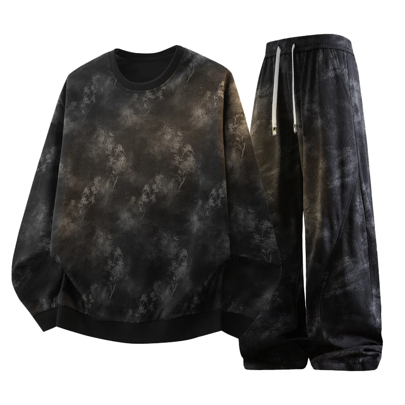 2026 New Spring Mens Tracksuit Steetwear Loose Style Men Sweatshirts And Sweatpants Suits 2 pcs Clothing Sets M-5XL