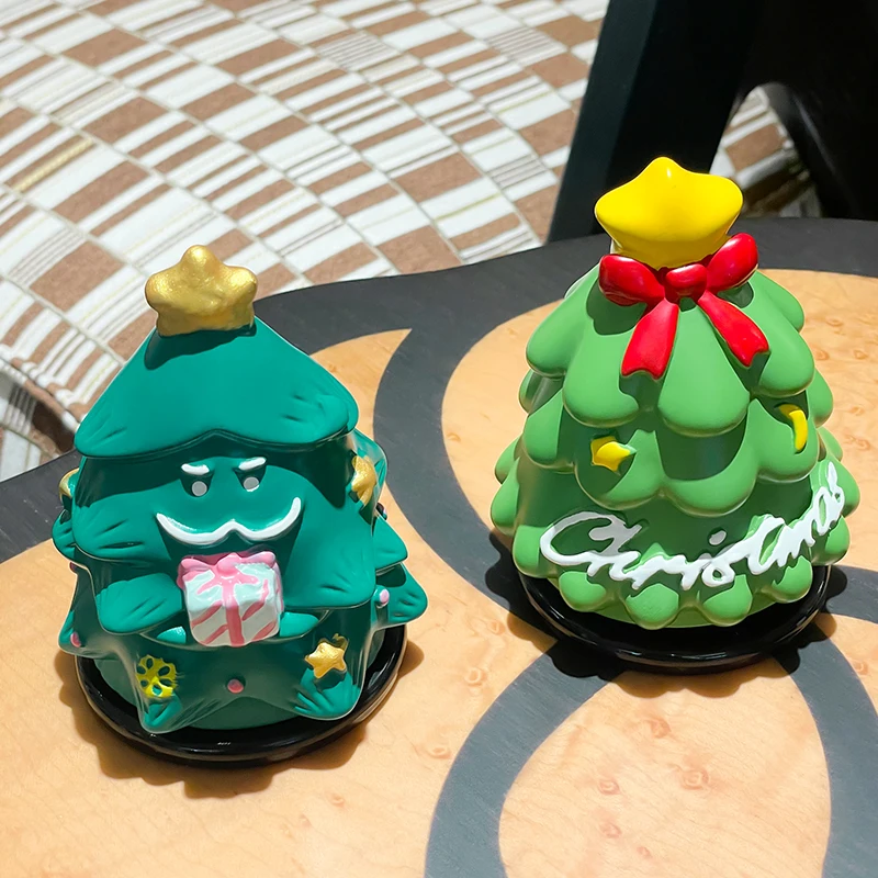 Cartoon Christmas Tree Toothpick Jar Holder Tube Creative Tea Table Toothpaste Box Floss Box Cotton Swabs Storage Can Ornament
