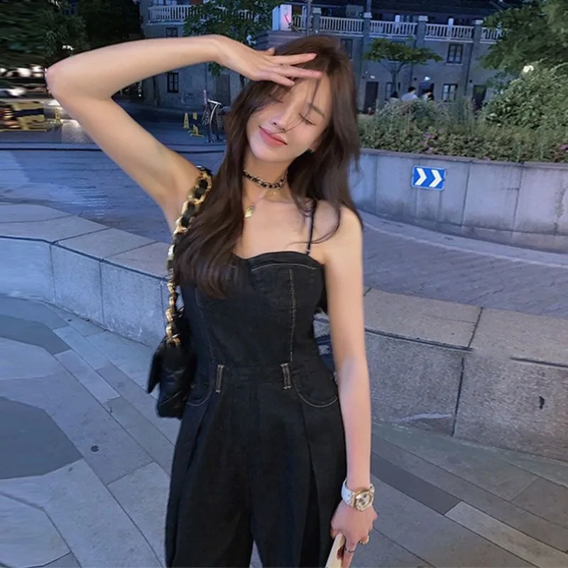 Strapless Camisole Jumpsuit for Women's Fashion 2024 New Summer Design Slim Fit Casual Wide Leg Jumpsuits Female Clothing