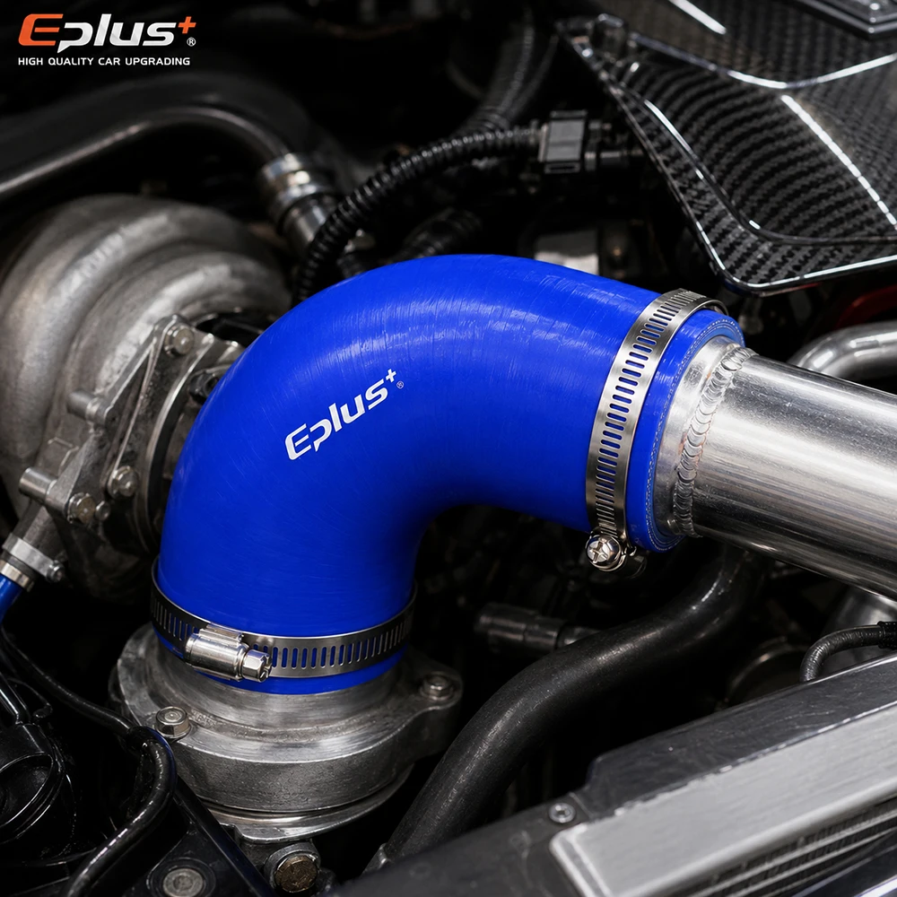 Universeller blauer Silikonschlauch 90-Grad-Rohrkupplung Auto-Ansaugturbo-Ladeluftkühler Silikagel-Schlauchverbinder mit Klemmen – Detail 6