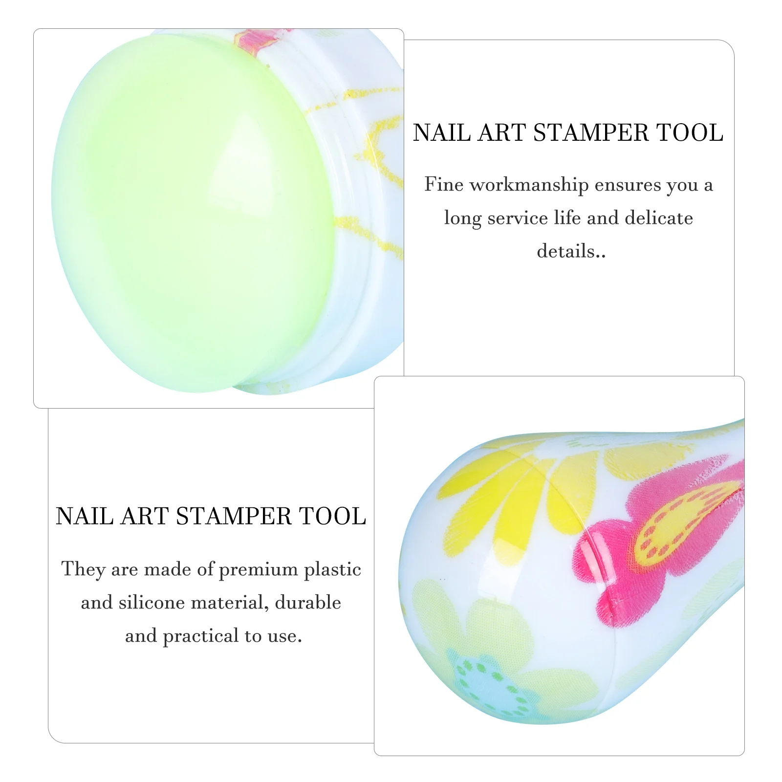 

2Sets Manicure Art Stampers Nail Stamping Tool Durable Plastic Silicone Portable Salon DIY Supply Nail Art Stamper Tool