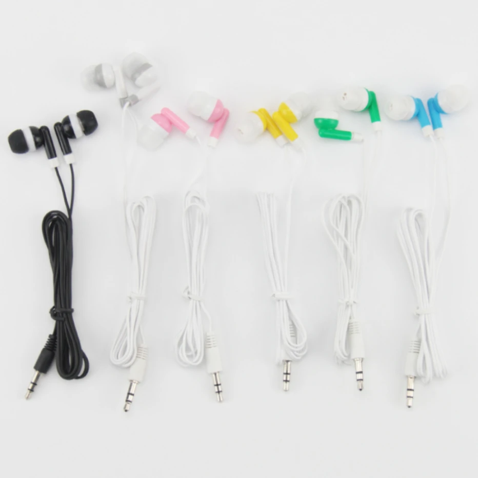 10000pcs Colorful Black Disposable 3.5mm Earphone Wired Stereo In Ear Earbuds Headset for Phone MP4 For Museum Bus Train School