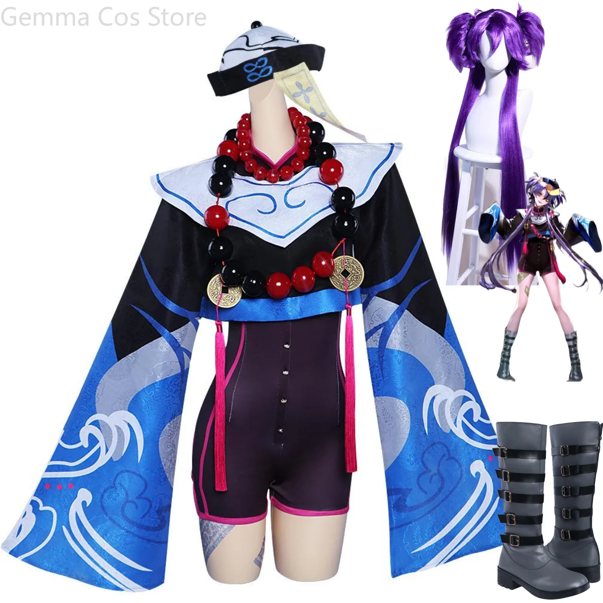 

Anime Game Path To Nowhere Mess Cosplay Costume Wig Little Zombie Uniform Jumpsuits Boots Woman Sexy Halloween Carnival Suit