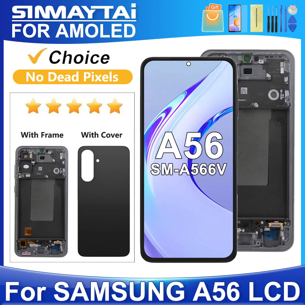 

Для Samsung 6,7 ''A56 для AMOLED A56 5G A566B A566E A566V ЖК-дисплей с цифровым преобразователем сенсорного экрана в сборе, замена