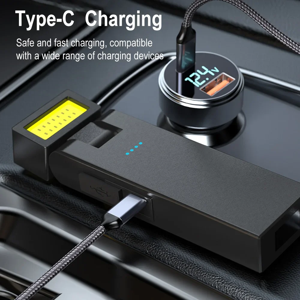 BORUiT 300LM 回転式ヘッド EDC LED懐中電灯 Type-C充電式 作業灯 マグネット付き キャンプ用ポケットランタン