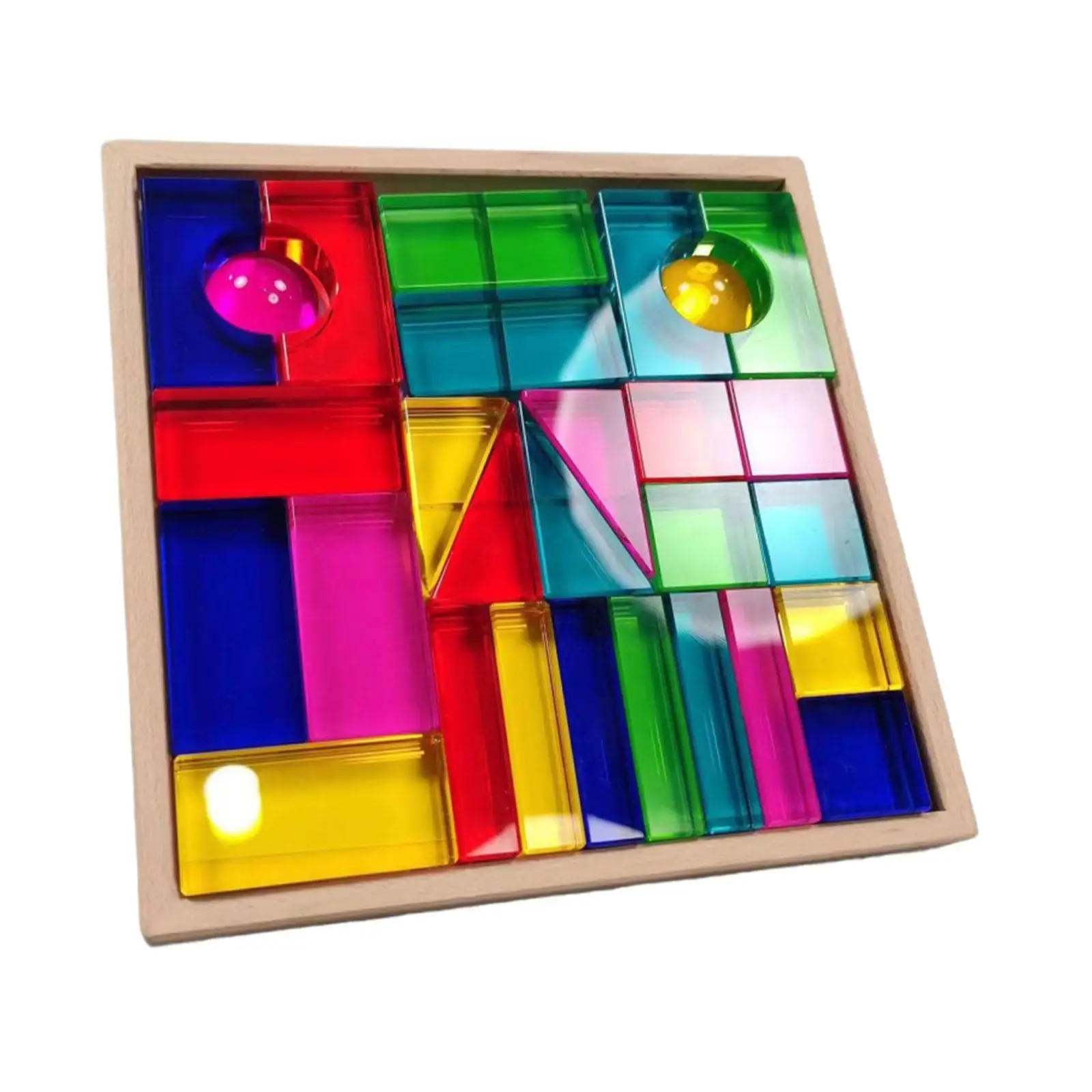 Montessori Stacking Toy Rainbow Acrylic Gem Cubes Building Blocks Set for Kids Color Light Shadow Learning Educational Gift