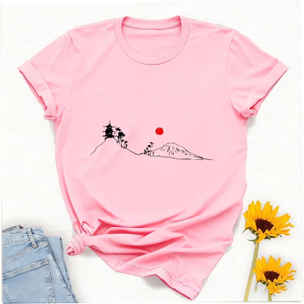 

Japanese Zen Scene T-Shirt 100% Cotton Mindfulness Gift Y2k Top Shirts for Women Gothic Oversized T Shirt Gothic Vintage Clothes