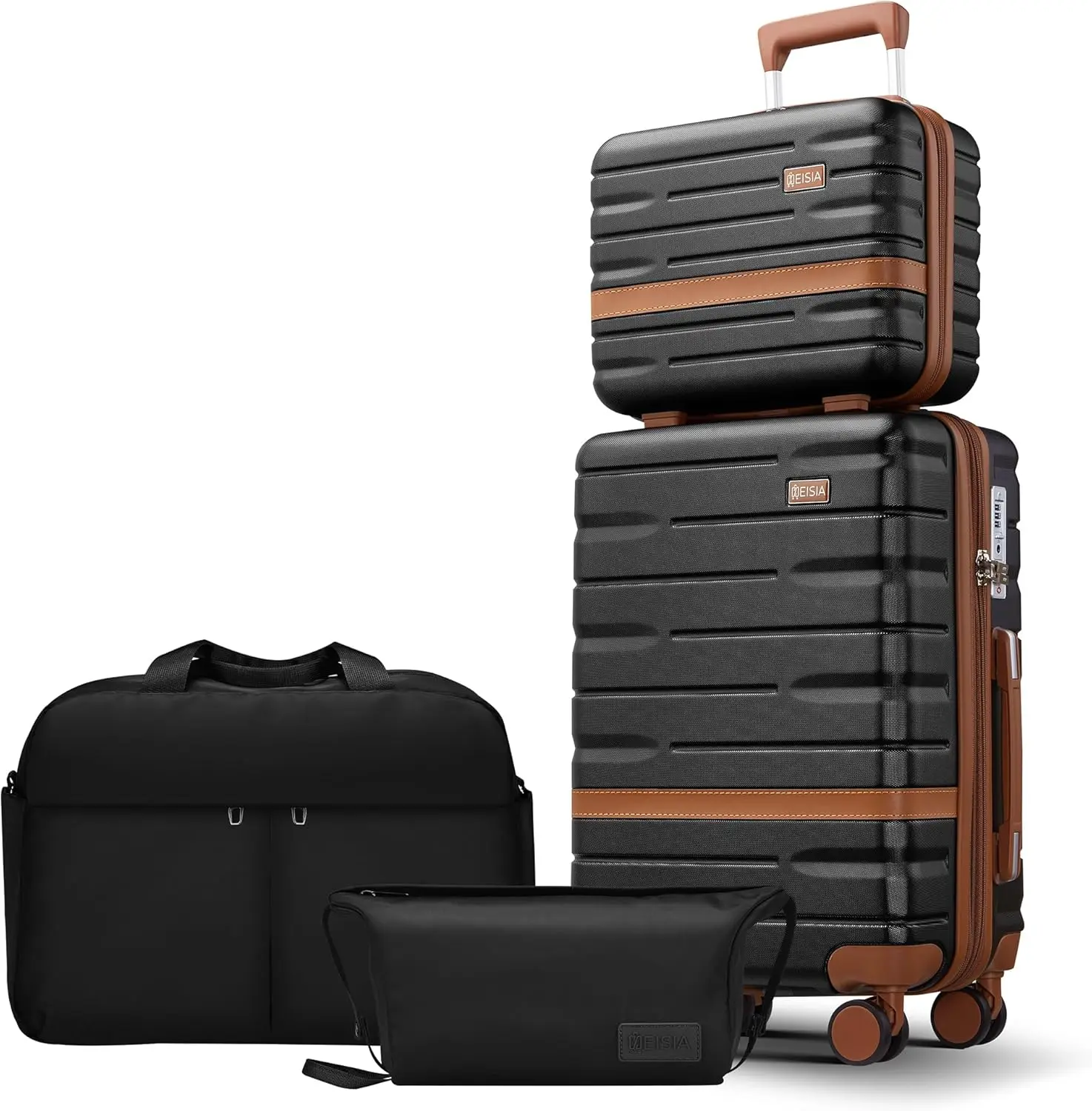 

4-Piece Expandable Hardside Luggage Set with TSA Lock, Spinner Wheels, Lightweight for Travel (Black)