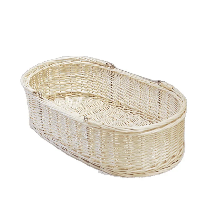 

Rattan cradle baby sleeping basket car basket out portable newborn woven bed solid