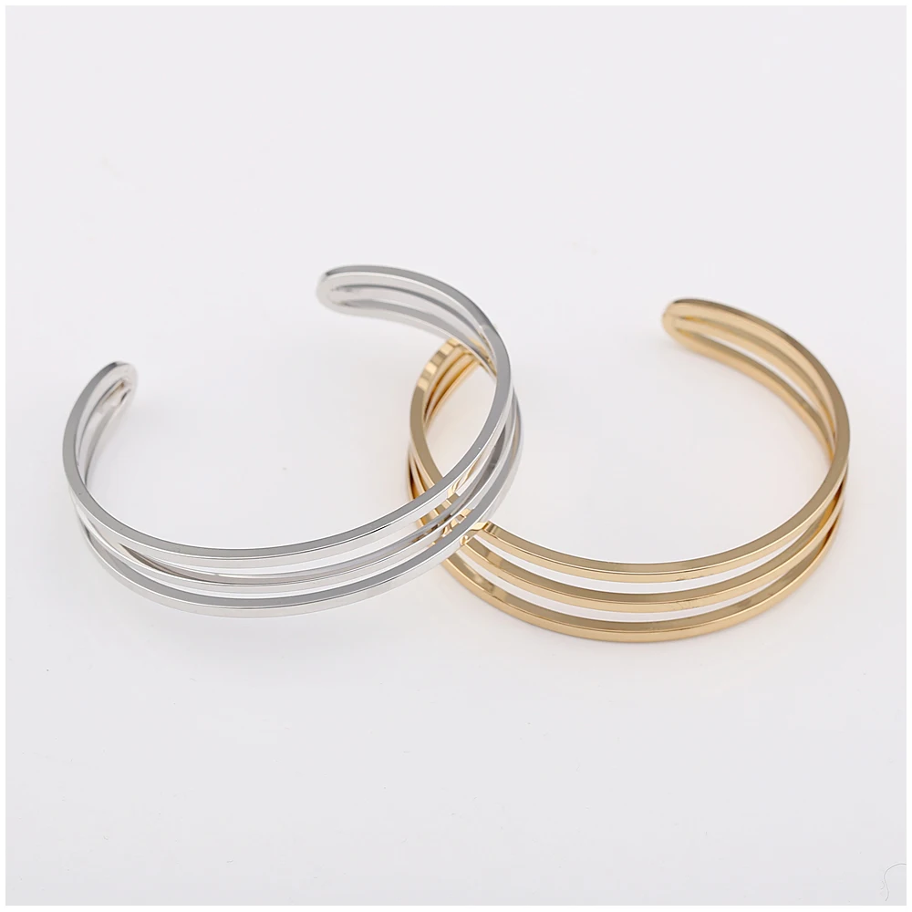 KAYMEN Fashion Exquisite Gold Color Cuff Bracelets Bangle for Women New Pin Shape Luxury Bracelets Jewelry Party Accessory