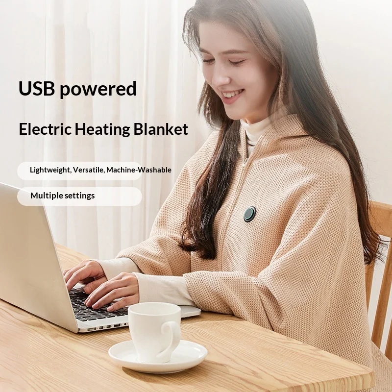 新しい電気加熱式屋外ショール-usb充電式ブランケット-オフィス用温熱ブランケット