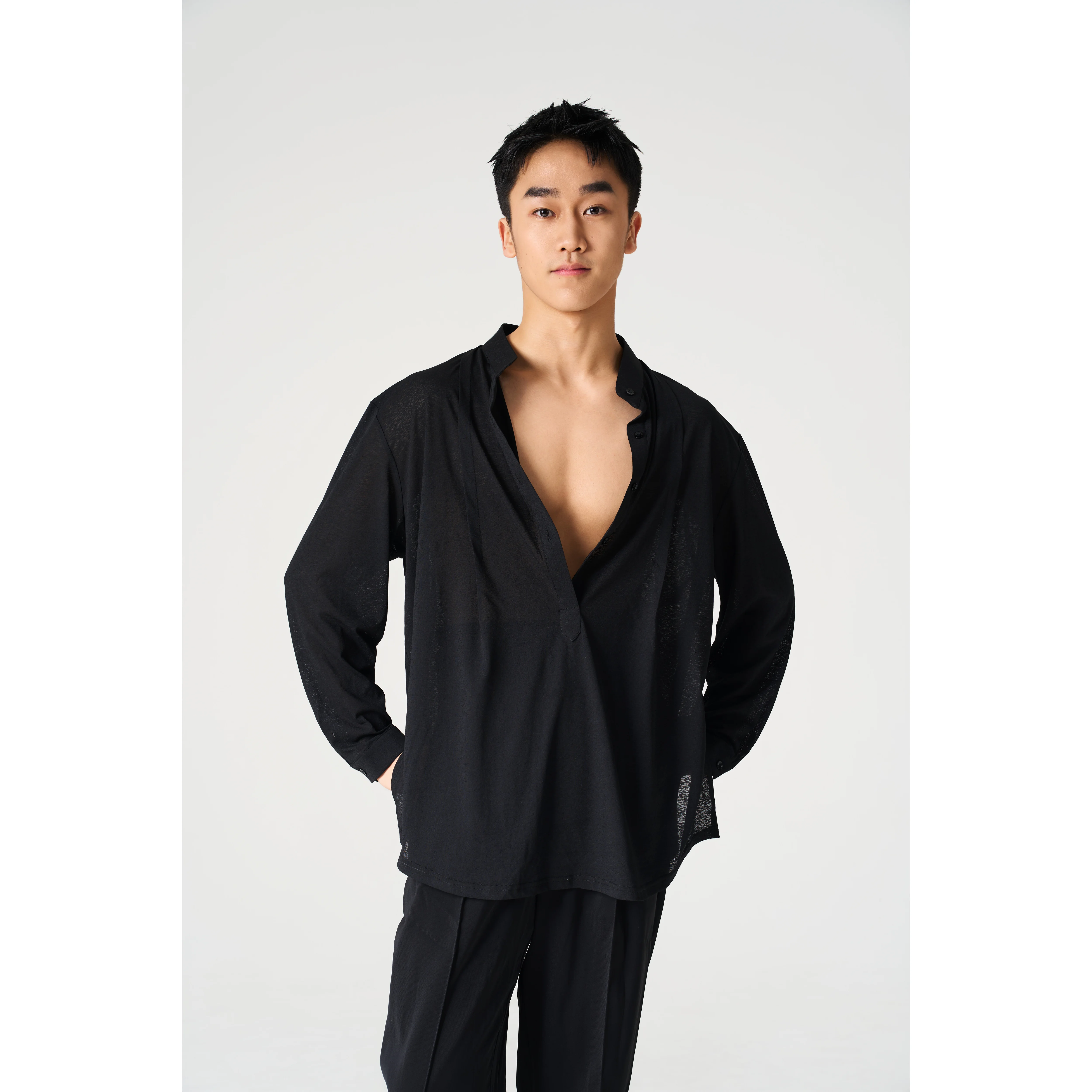 

Новинка 2024 года, топы для латинских танцев для мужчин, свободные рубашки с длинными рукавами, платье для самбы, чачи, танго, мужская одежда для латинских танцев, DQS21365