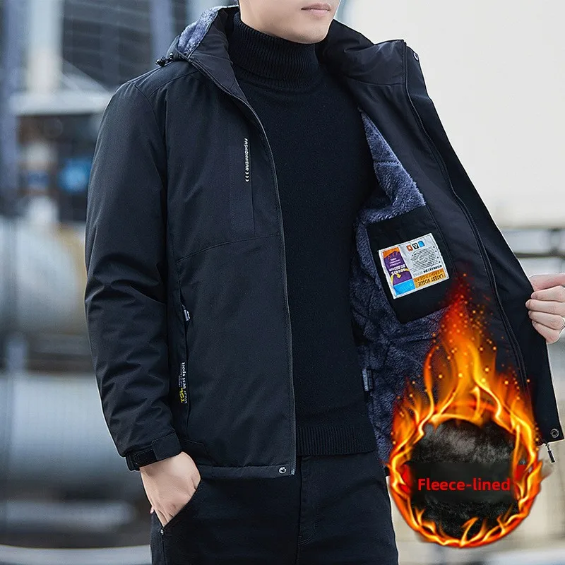 

Новинка 2025, осенне-зимняя мужская куртка, уличная ветрозащитная и водонепроницаемая походная куртка, утолщенное повседневное пальто на флисовой подкладке