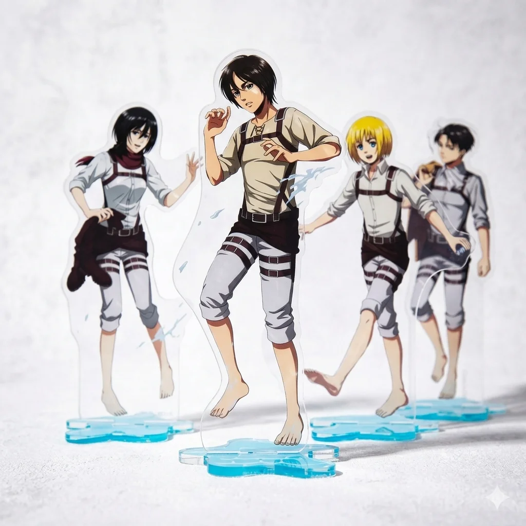 Anime Attack on Titan AOT Levi Eren Erwin Acrylic Stand Figure Horseriding Model Desktop Display Plate Charm Keychain Gift 15cm