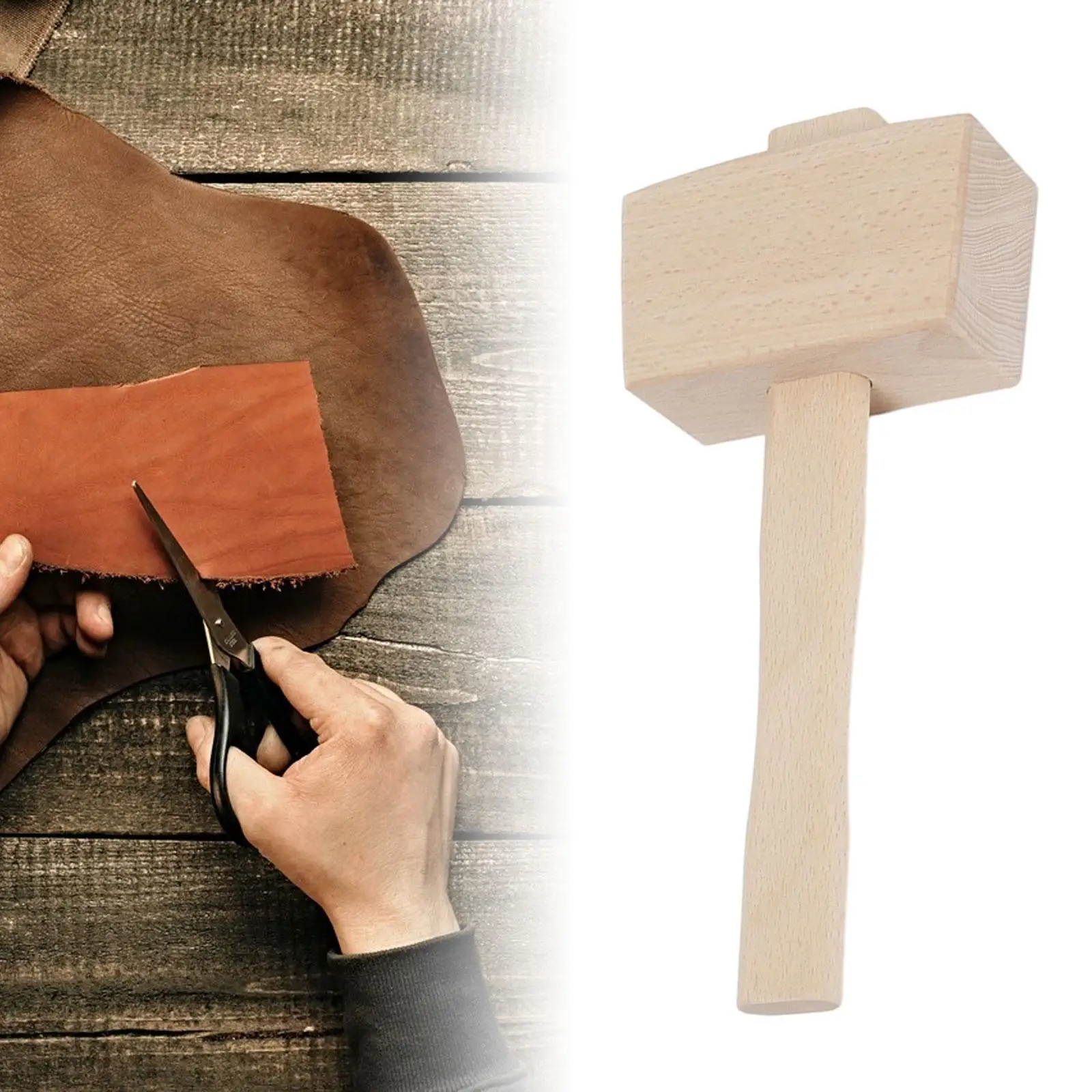 Wooden Hammer Ice Mallet Portable Multifunctional Bartender Tools Wood Mallet Bar Accessories for Club Home Leather Crafting