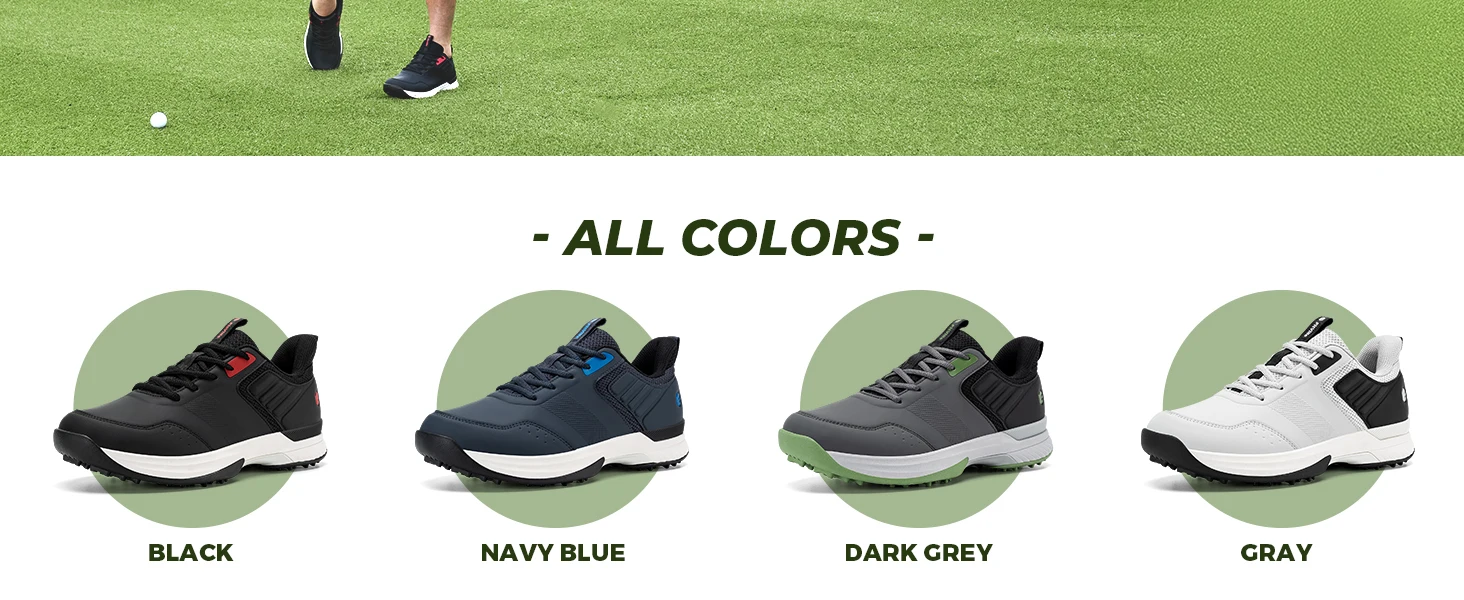Fitville Professionelle Herren-Golfschuhe mit extra breiter Zehenpartie, lässige Golfsneaker, gepolsterte, wasserabweisende Sportschuhe für Herren – Detail 4