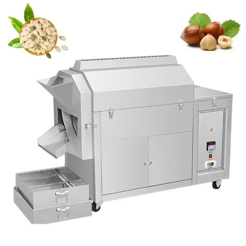 Industrial Electric  Rotary Drum Roaster Oven, Commercial Automatic Nut Roasting Machine (Peanut & Dry Nuts)