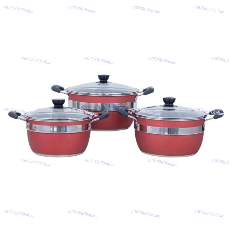 Stainless steel twelve-piece set thickened non-stick frying pan milk soup pot combination set bottom set pot