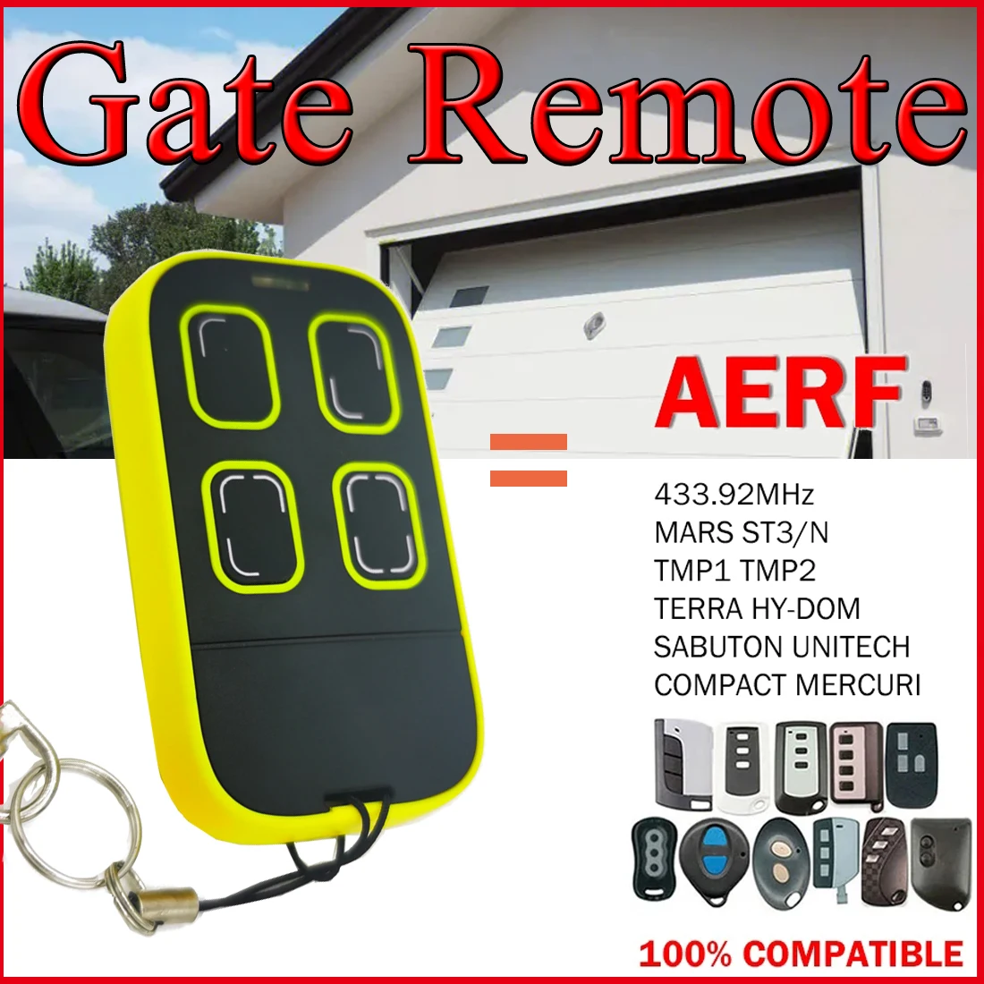 AERF TMP1 TMP2 TERRA HY-DOM MARS ST3/N SABUTON UNITECH COMPACT MERCURI Garage Door Remote Control Duplicator Opener 433.92MHz