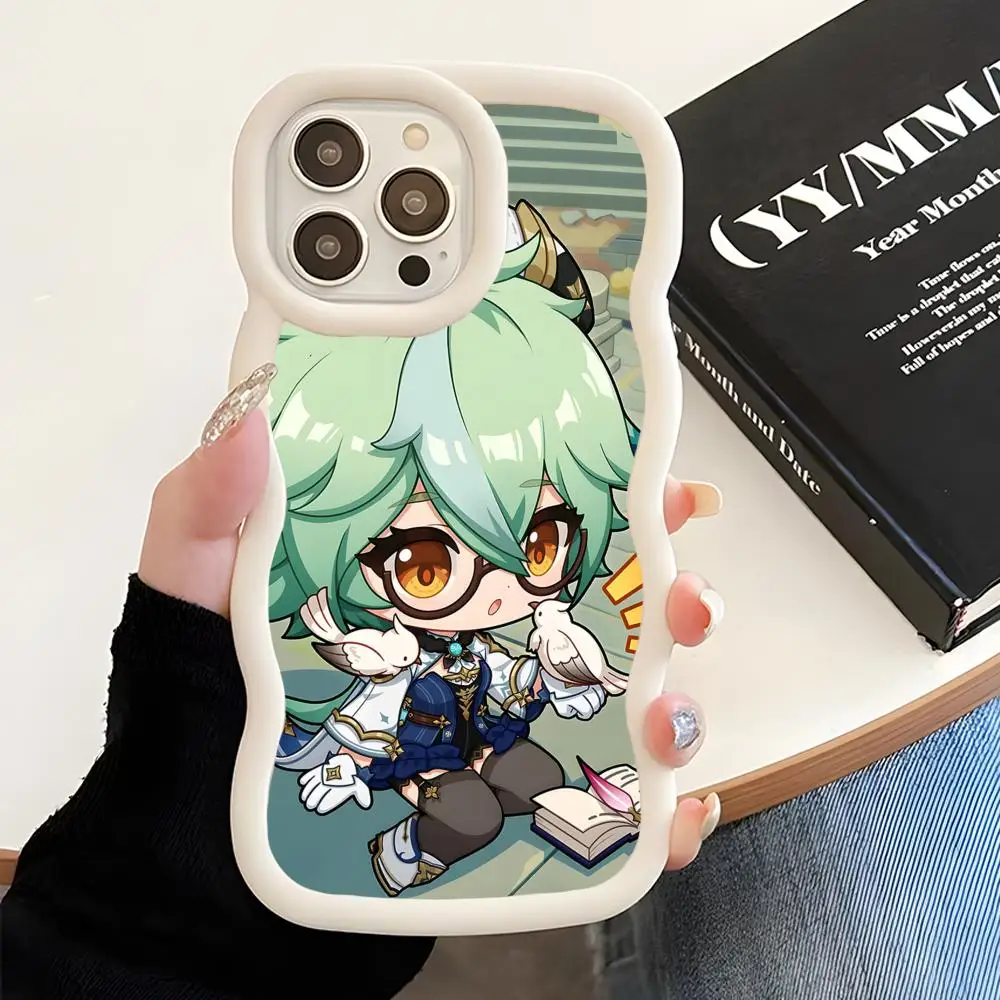 

Game GI Sucrose Wavy Edge TPU Mobile Phone Case for iPhone 17 16 15 14 13 12 11 Air Pro Max Plus Colorful Cover