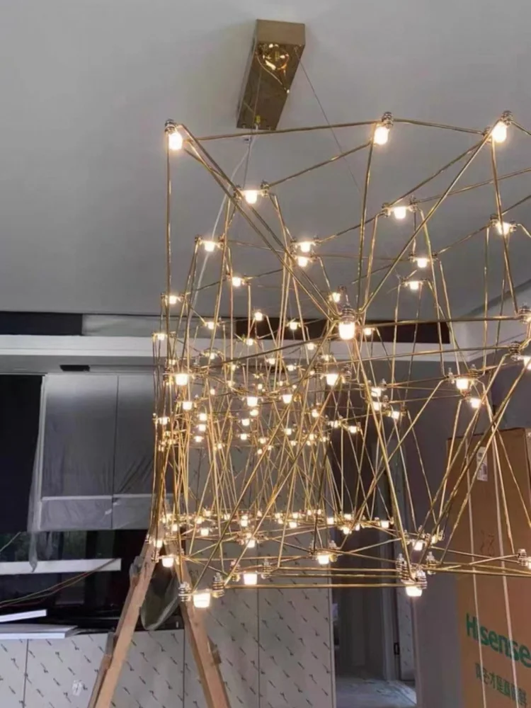 

Danish Designer Stainless Steel Chandelier Exhibition Hall Living Room Bar Front Desk Cafe Pendant Lamp