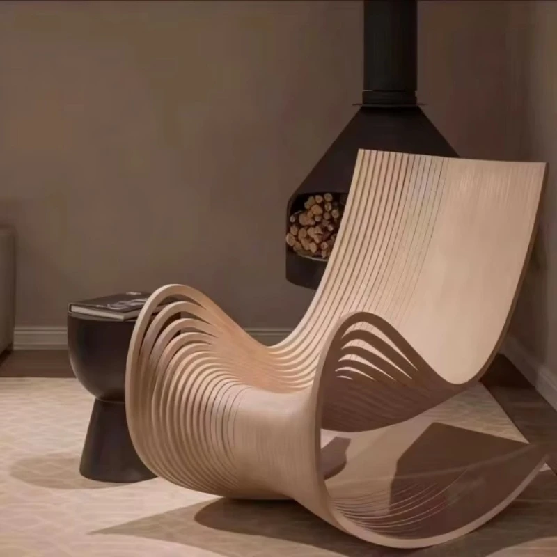 Modern minimalist design furniture Waiting chair Wooden lounge chair