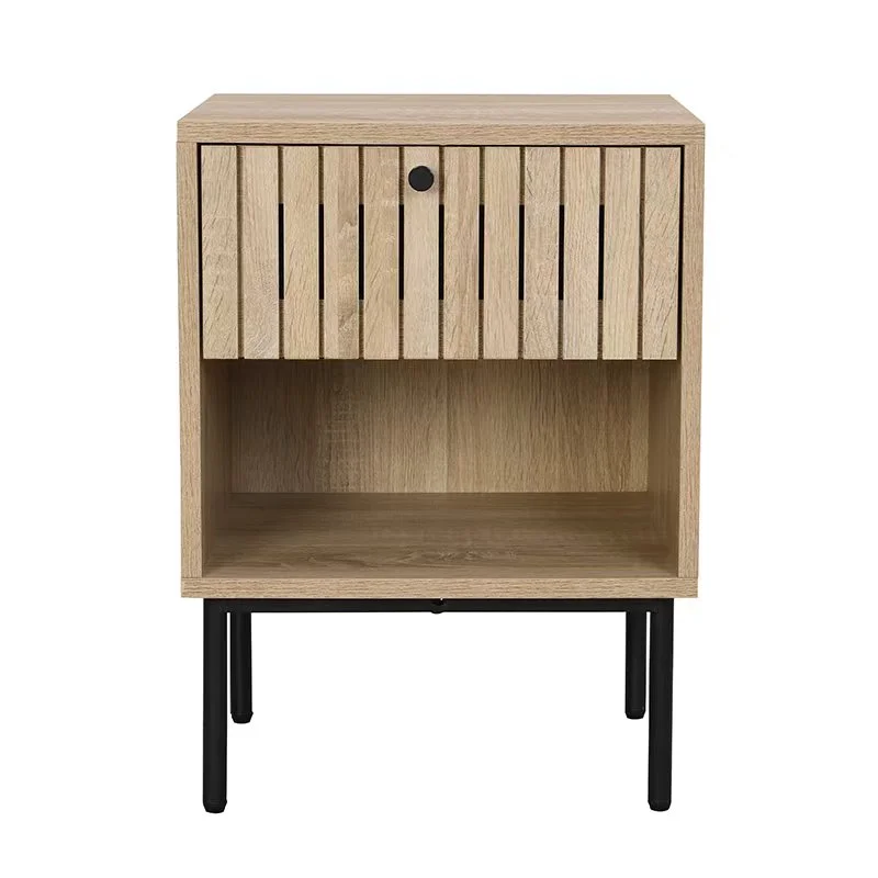 Slatted Natural Wood 3 Door Sideboard